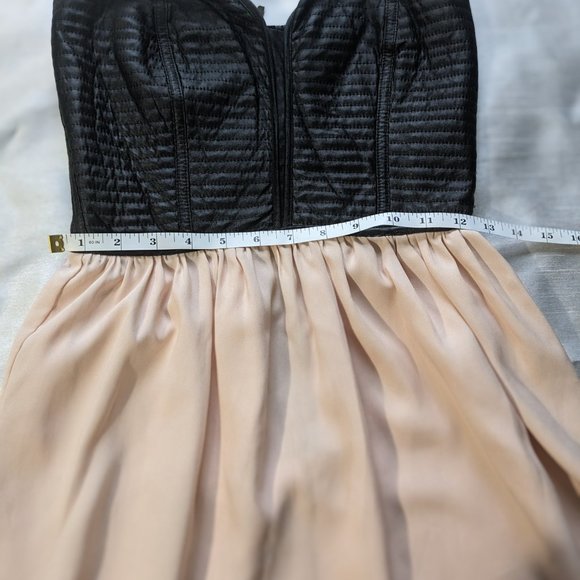 Black Faux Leather, Peach/Beige, Strapless, Dress. Size S. - Picture 4 of 7